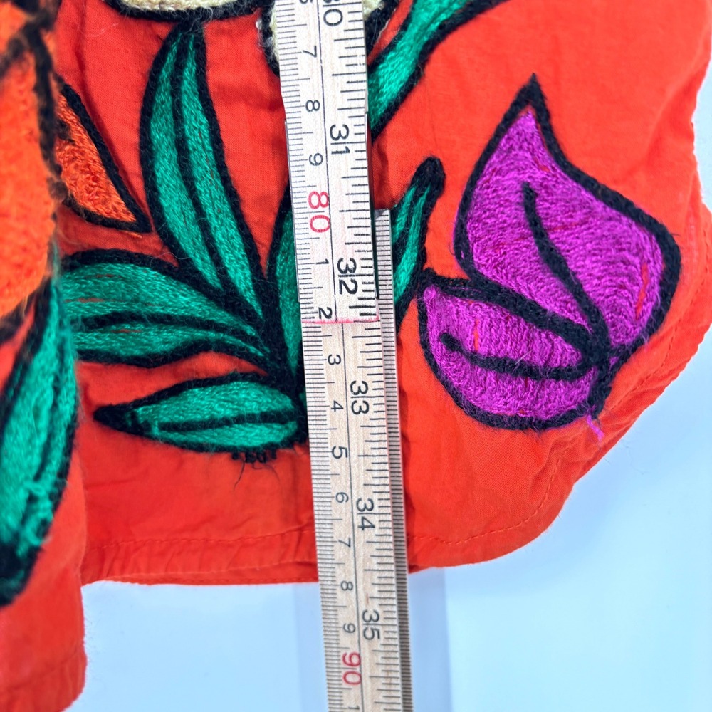 Roller Rabbit Orange Floral Embroidered Tassel Tunic Dress Pockets Cotton Size M - Picture 14 of 15